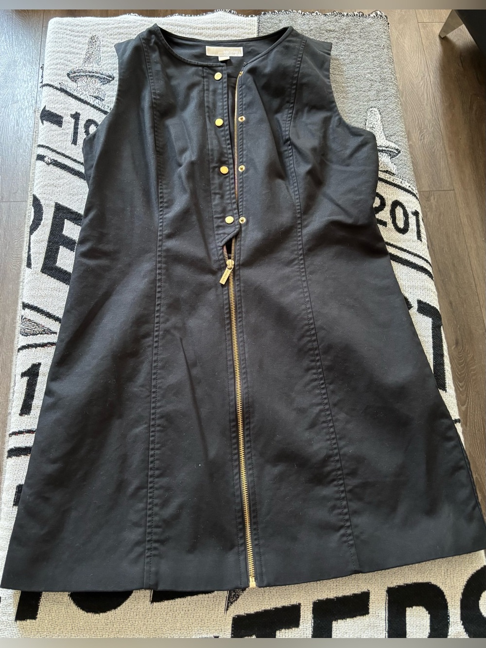 Michael Kors Black A-Line Dress Skirt with Gold Front Zip